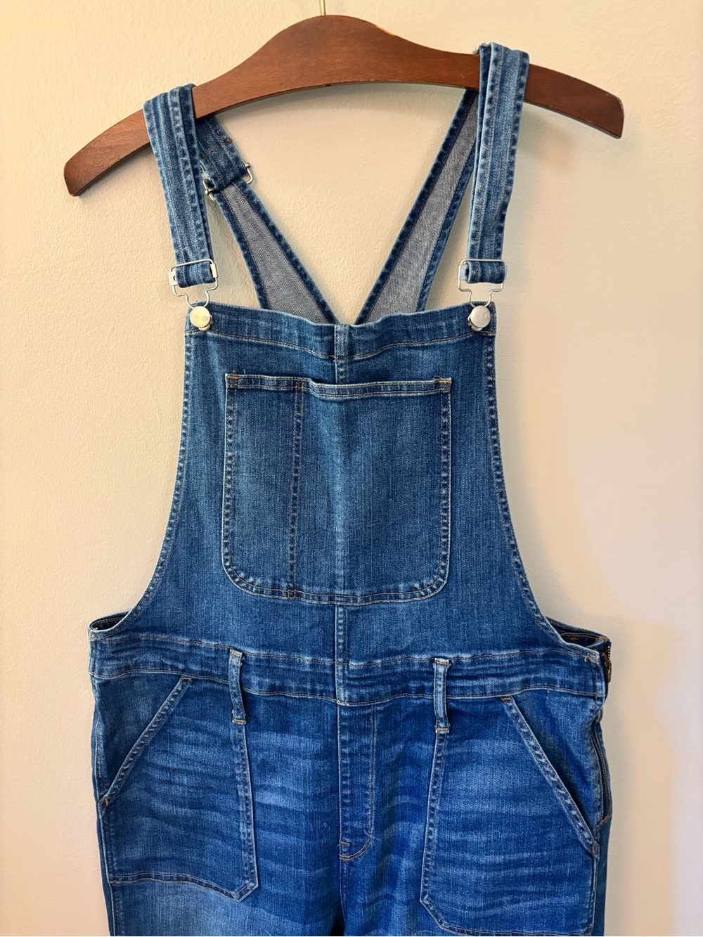 Madewell Jeans Overalls Jansing Wash Womens 2X Blue Denim Side Zip K9153